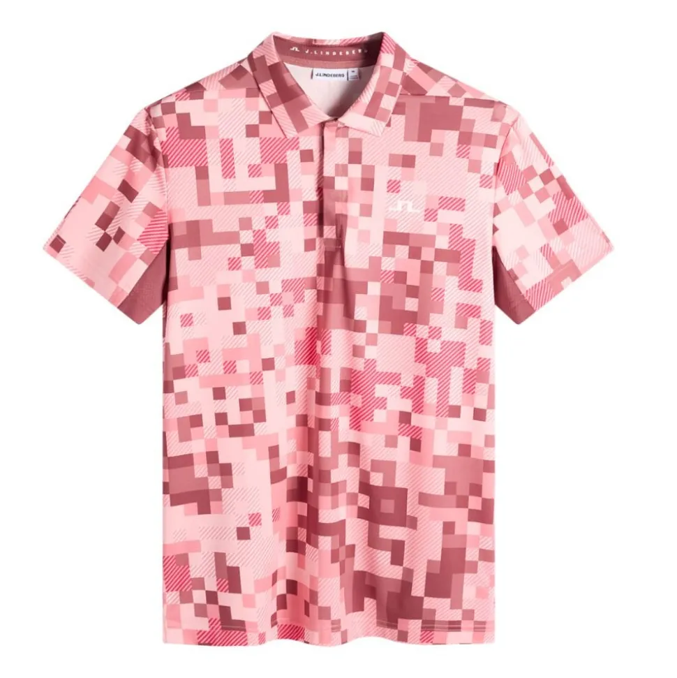 Dario Tour Print Pique Herre Rosa