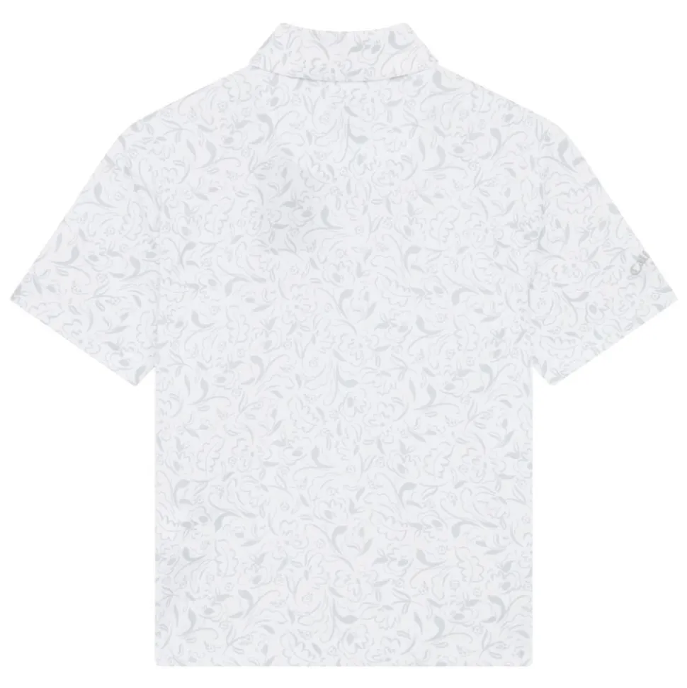 Floral Print Pique Junior Hvit