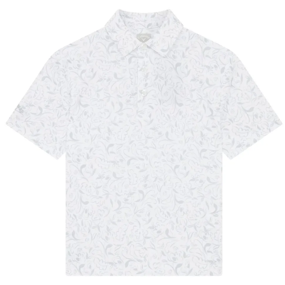 Floral Print Pique Junior Hvit