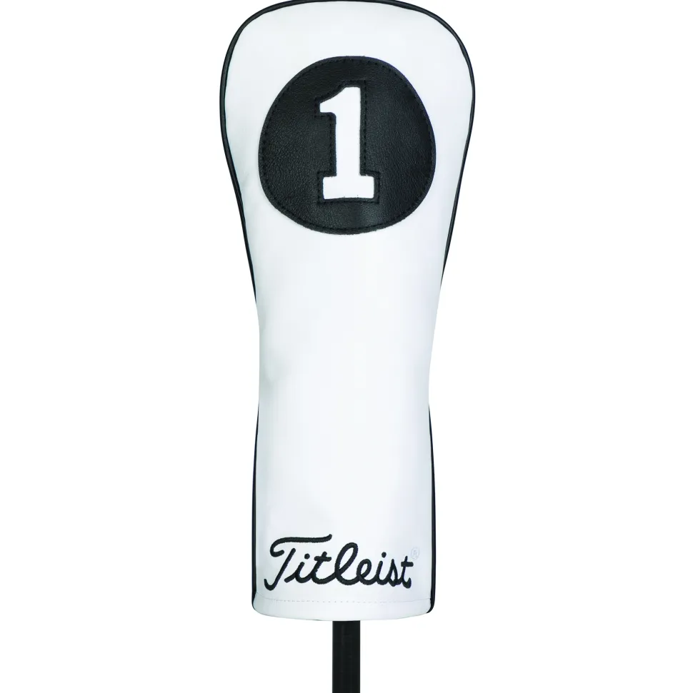 Headcover Leather Driver Hvit/Svart