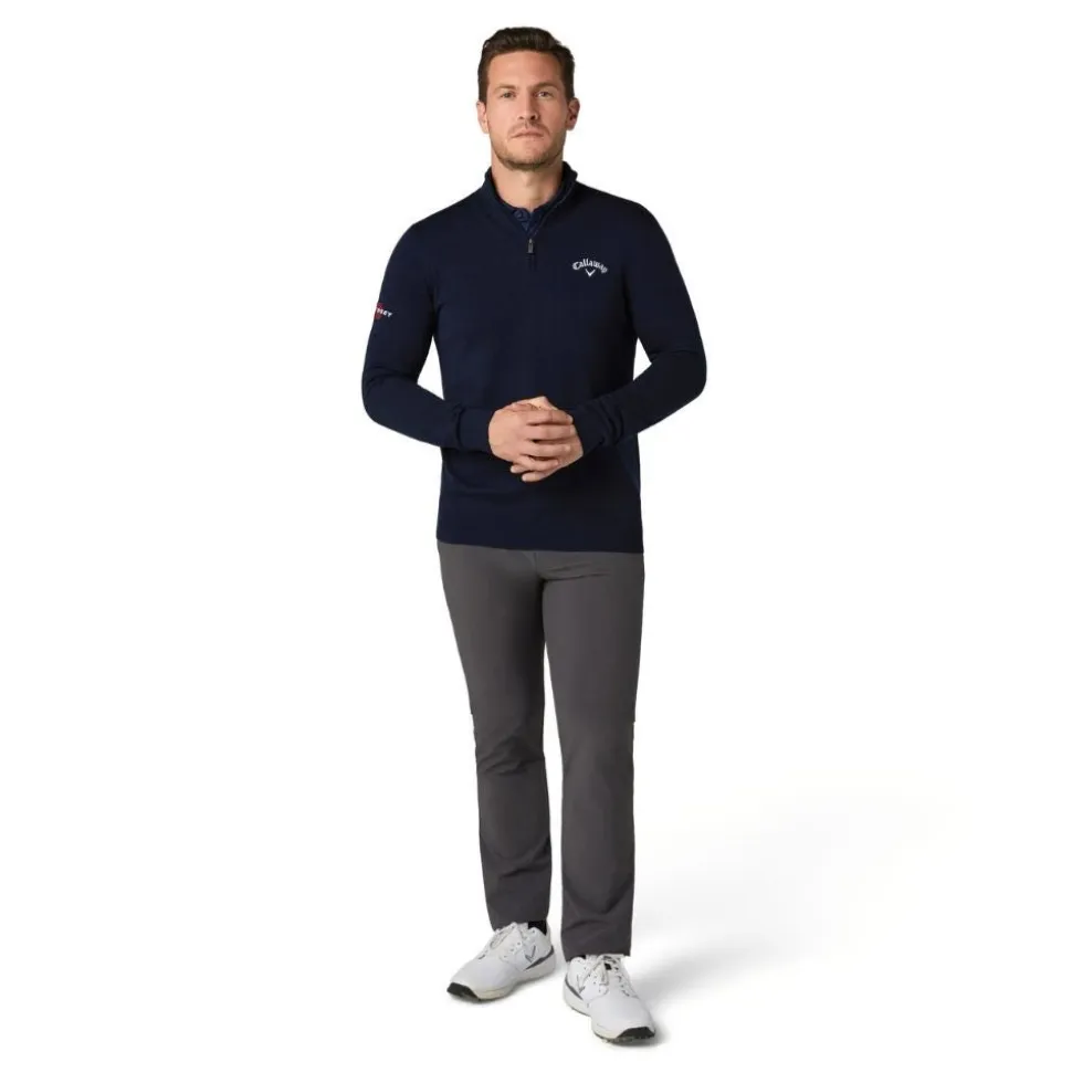 Merino Blend Quarter Zip Logogenser Navy