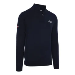 Merino Blend Quarter Zip Logogenser Navy