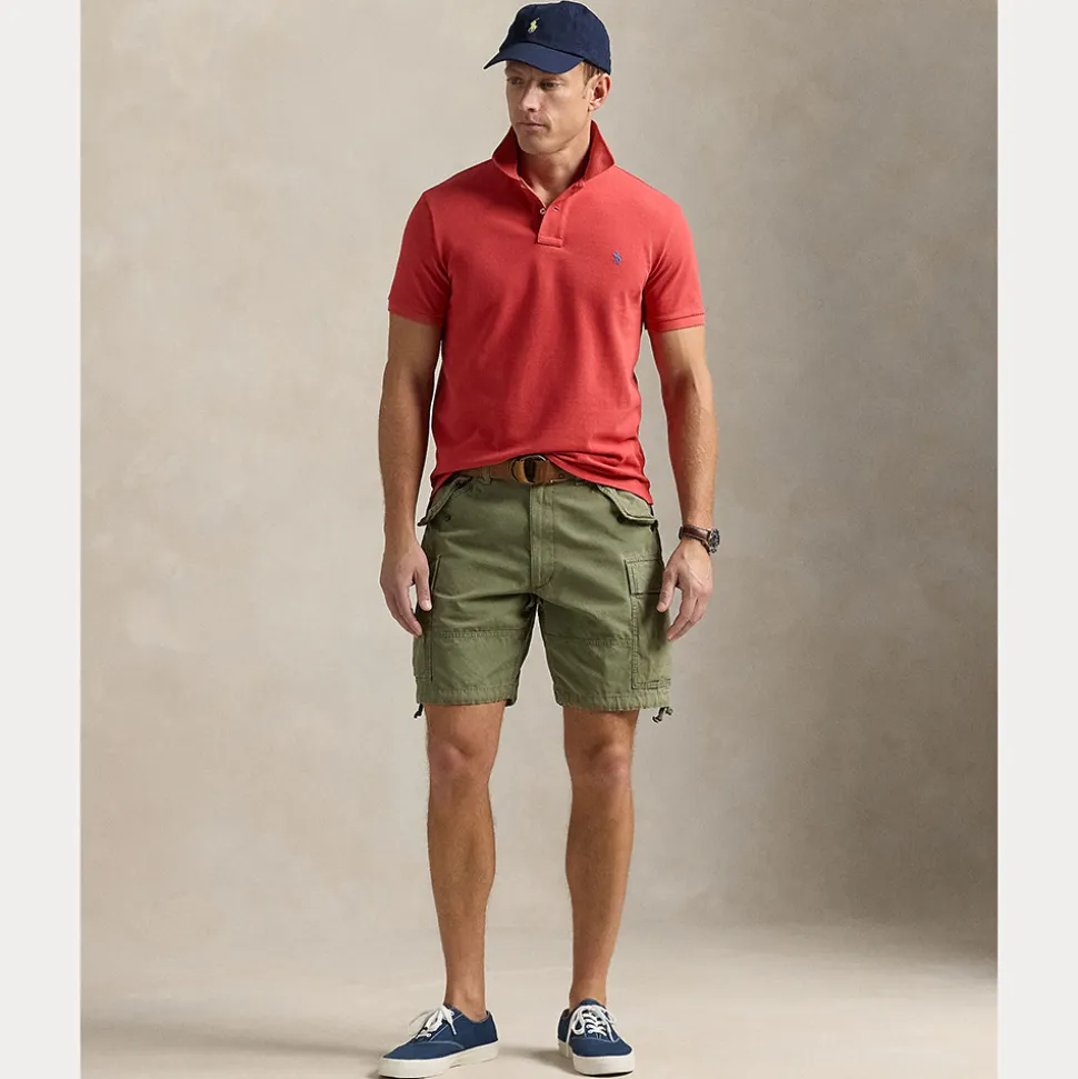 Mesh Slim Fit Pique Herre Rød