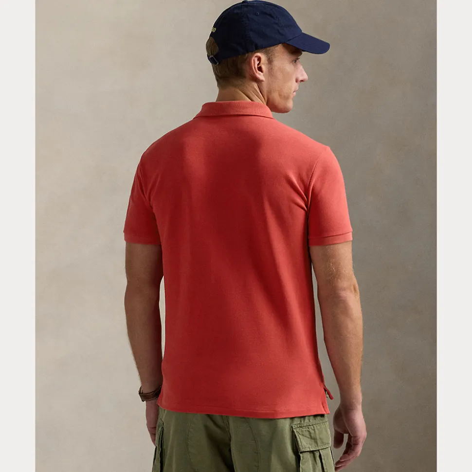 Mesh Slim Fit Pique Herre Rød