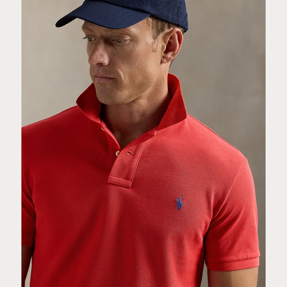 Mesh Slim Fit Pique Herre Rød