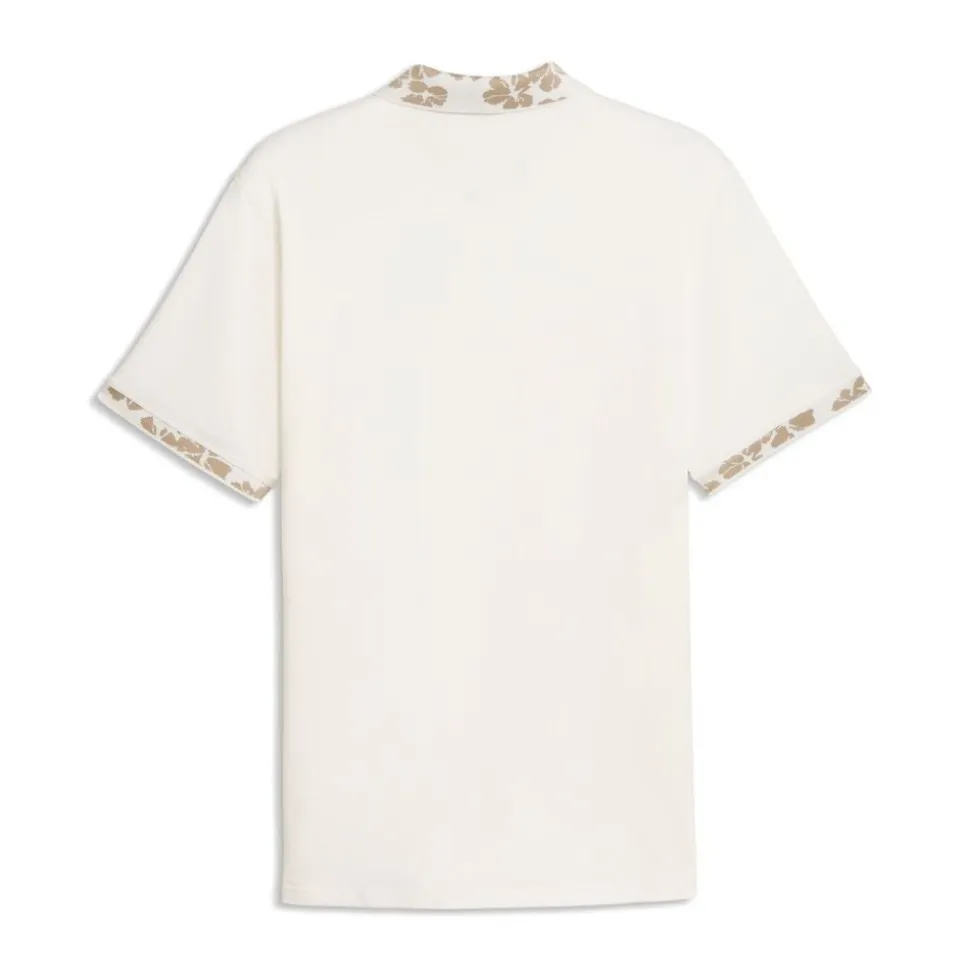 Modalon Floral Rib Pique Herre Hvit/Beige