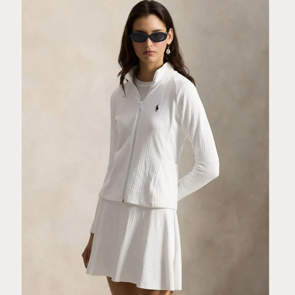 RLX Cable Knit Full Zip Genser Dame Hvit