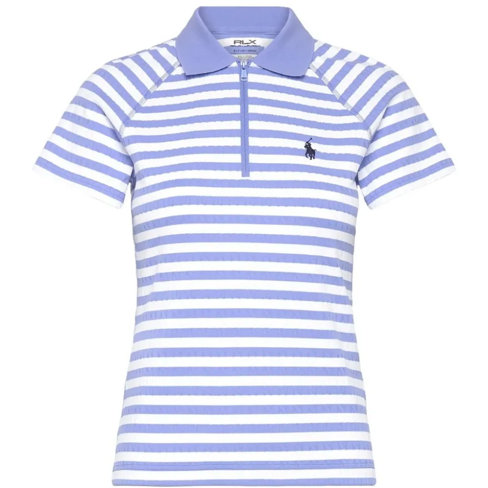 RLX Striped Cable Quarter Zip Pique Dame Blå/Hvit
