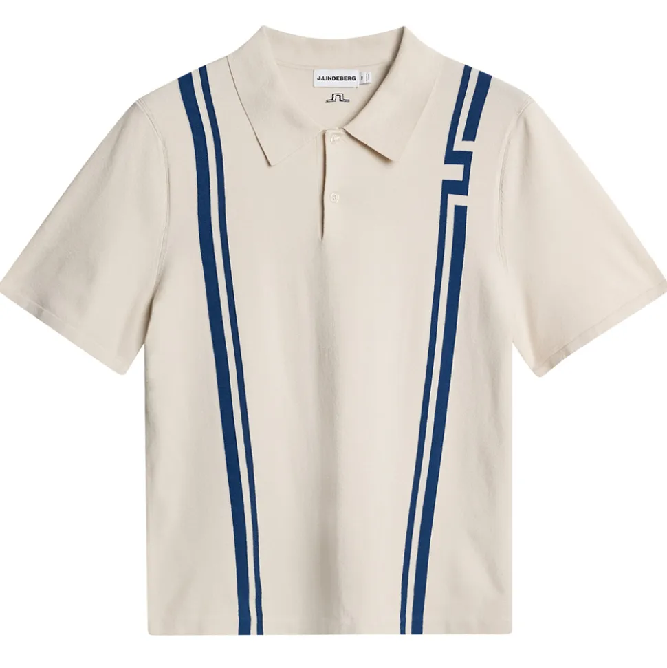Rylan Stripe Knit Golf Pique Herre Moonbeam