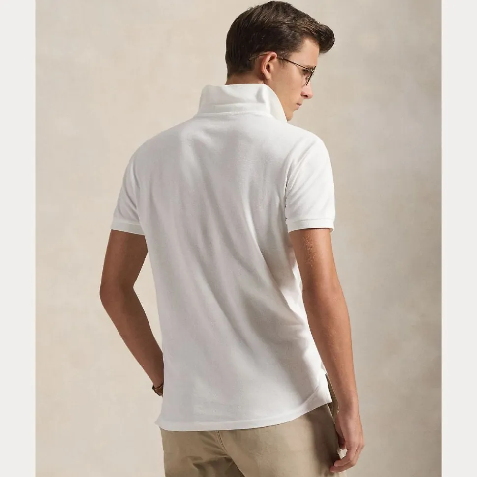Slim Fit Mesh Pique Herre Hvit