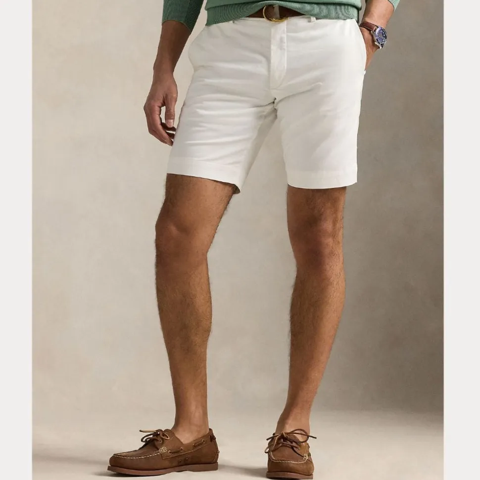Stretch Slim Fit Chino Shorts Herre Hvit