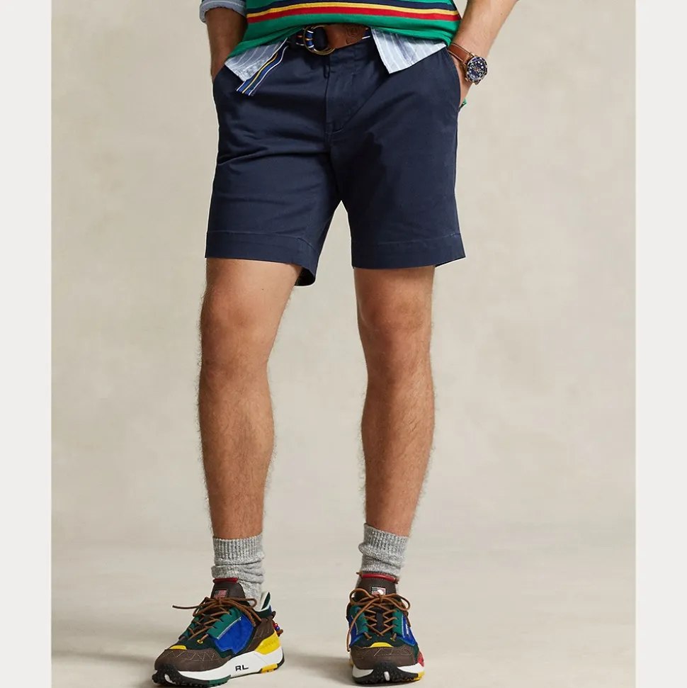 Stretch Straight Fit Chino Shorts Herre Navy