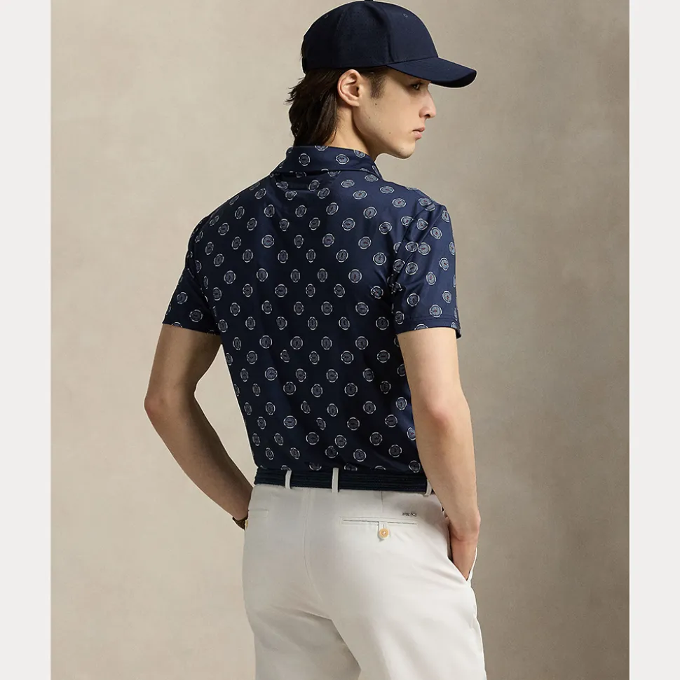 Tailored Fit Pique Herre Golf Print Navy