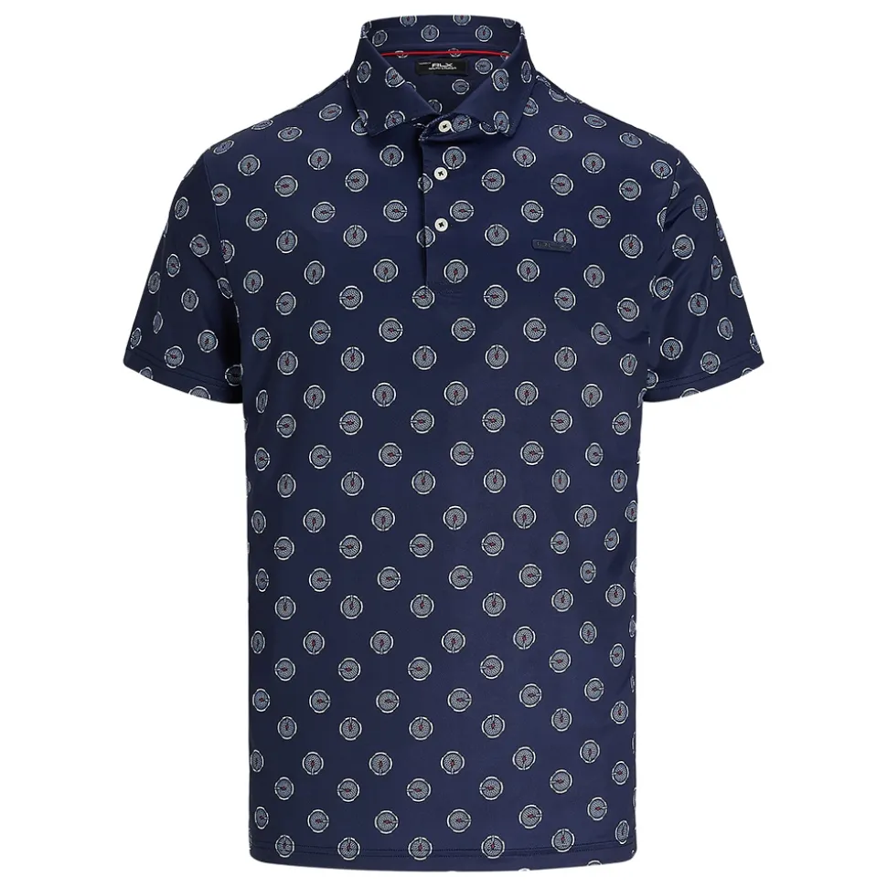 Tailored Fit Pique Herre Golf Print Navy