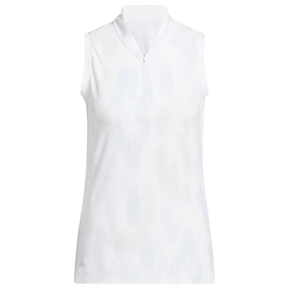 Ultimate Printed Sleeveless Pique Dame Hvit