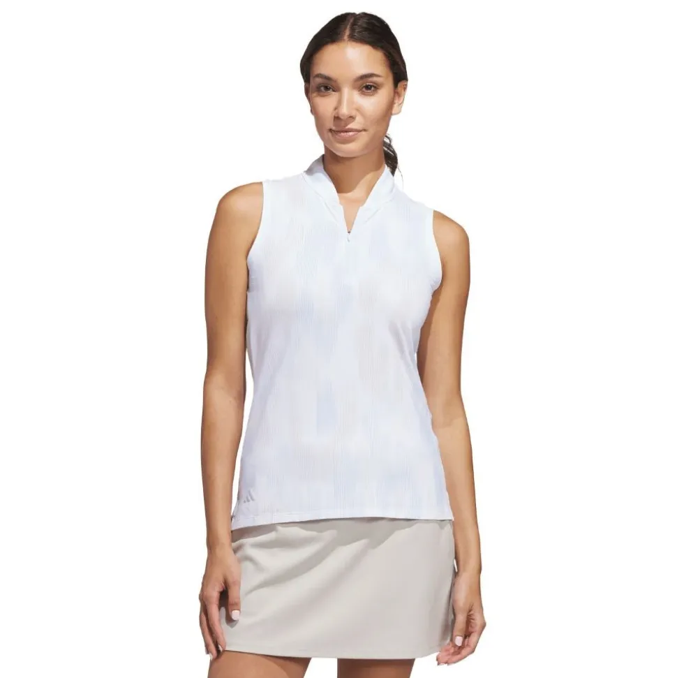 Ultimate Printed Sleeveless Pique Dame Hvit