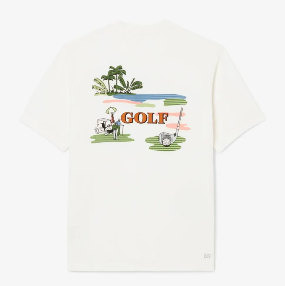 Ultra Dry Golf Print T-Skjorte Herre Hvit